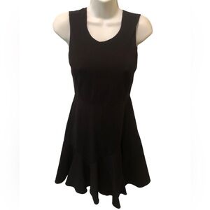 Rebecca Taylor Scoop Neck Mini Dress 0 Flare Skirt Black Stretch Empire Waist